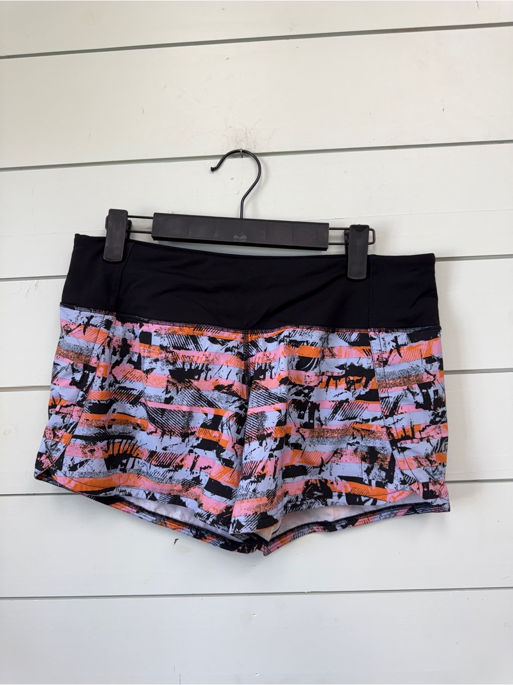 Lululemon run times II 4" shorts inversion multi‎ black women's size 6